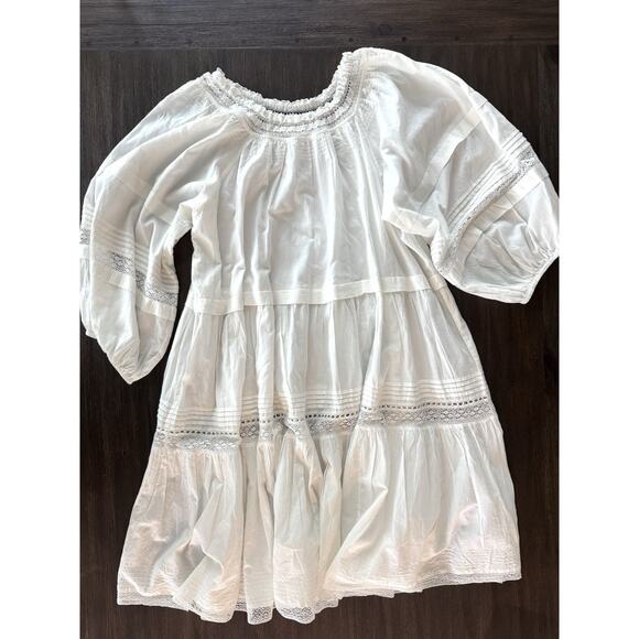 THE GREAT Dress Women’s Large The Short Nightingale Mini White Peasant Farmhouse - Picture 6 of 16